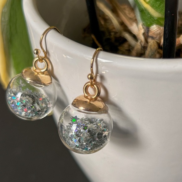 Silver Wishing Ball Earrings - Picture 2 of 6